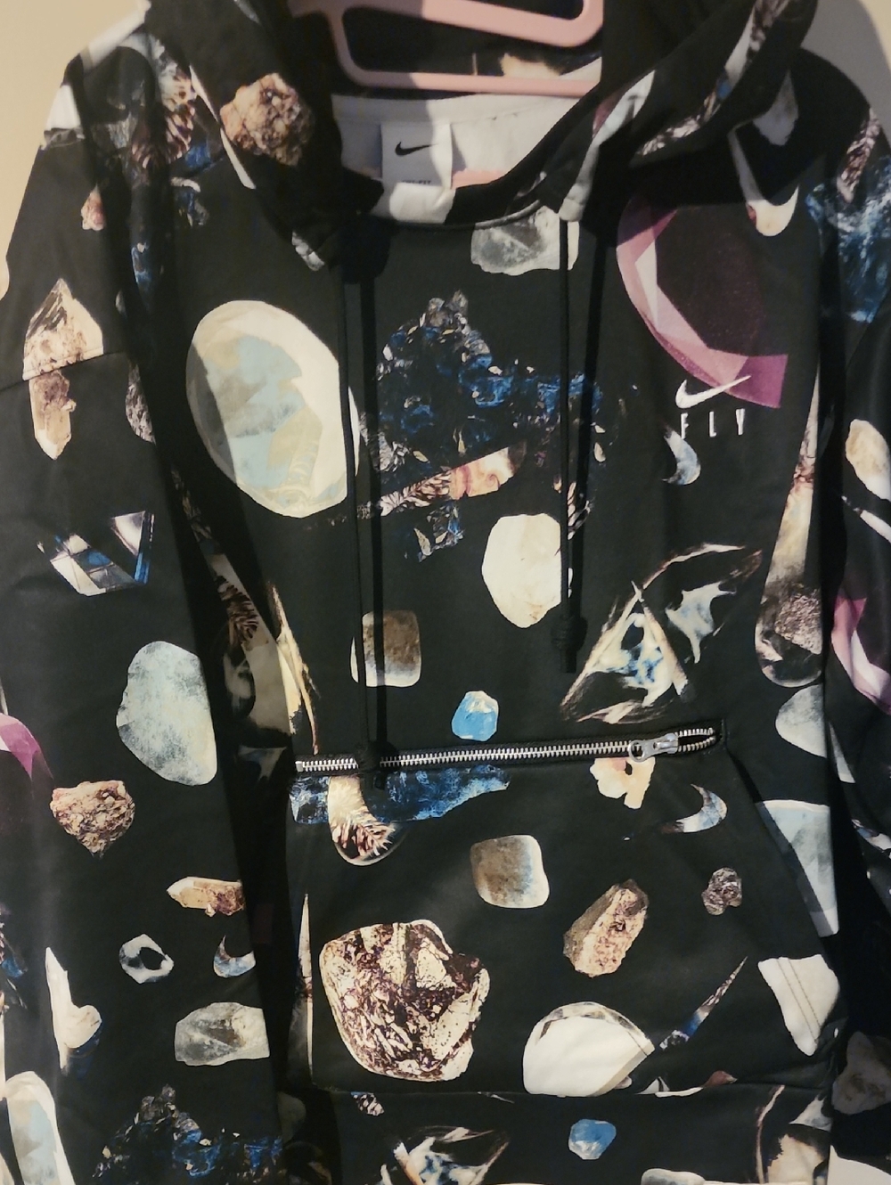 Nike Black Hoodie with Multicolor Mineral Print